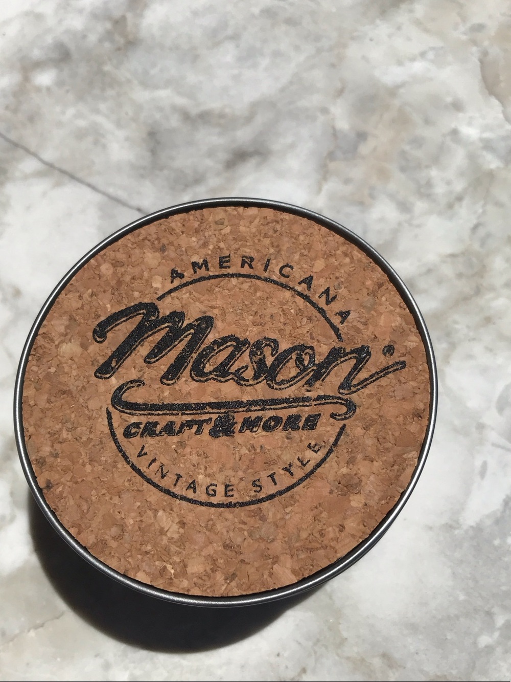 Americans Mason Silver Metal Lid Cork with Embossed Logo Coasters set of 4